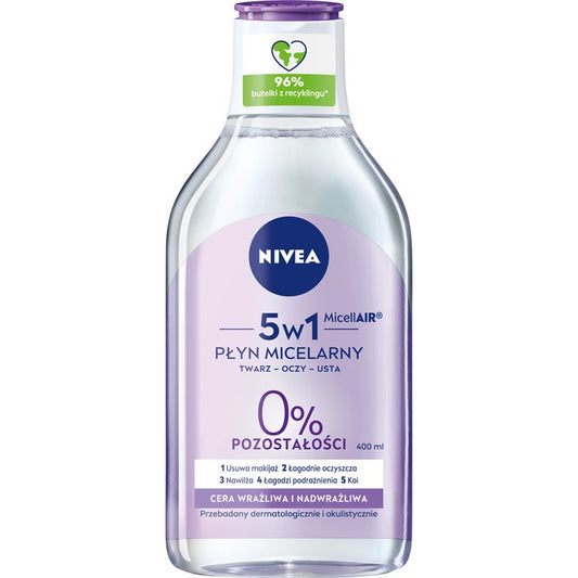 NIVEA MicellAIR Micelinis skystis makiažo valymui 5w1 - jautriai ir labai jautriai odai 400 ml