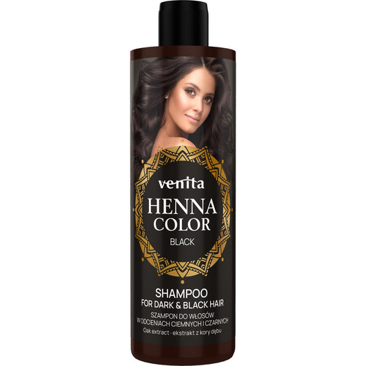 VENITA Henna Color Šampūnas tamsiems ir juodiems plaukams - Black 300ml