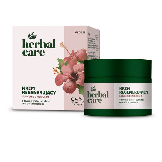 HERBAL CARE Vegan Regeneruojantis kremas su niacinu ir hibisku riebiai ir mišriai odai - dienai ir naktiai 50 ml