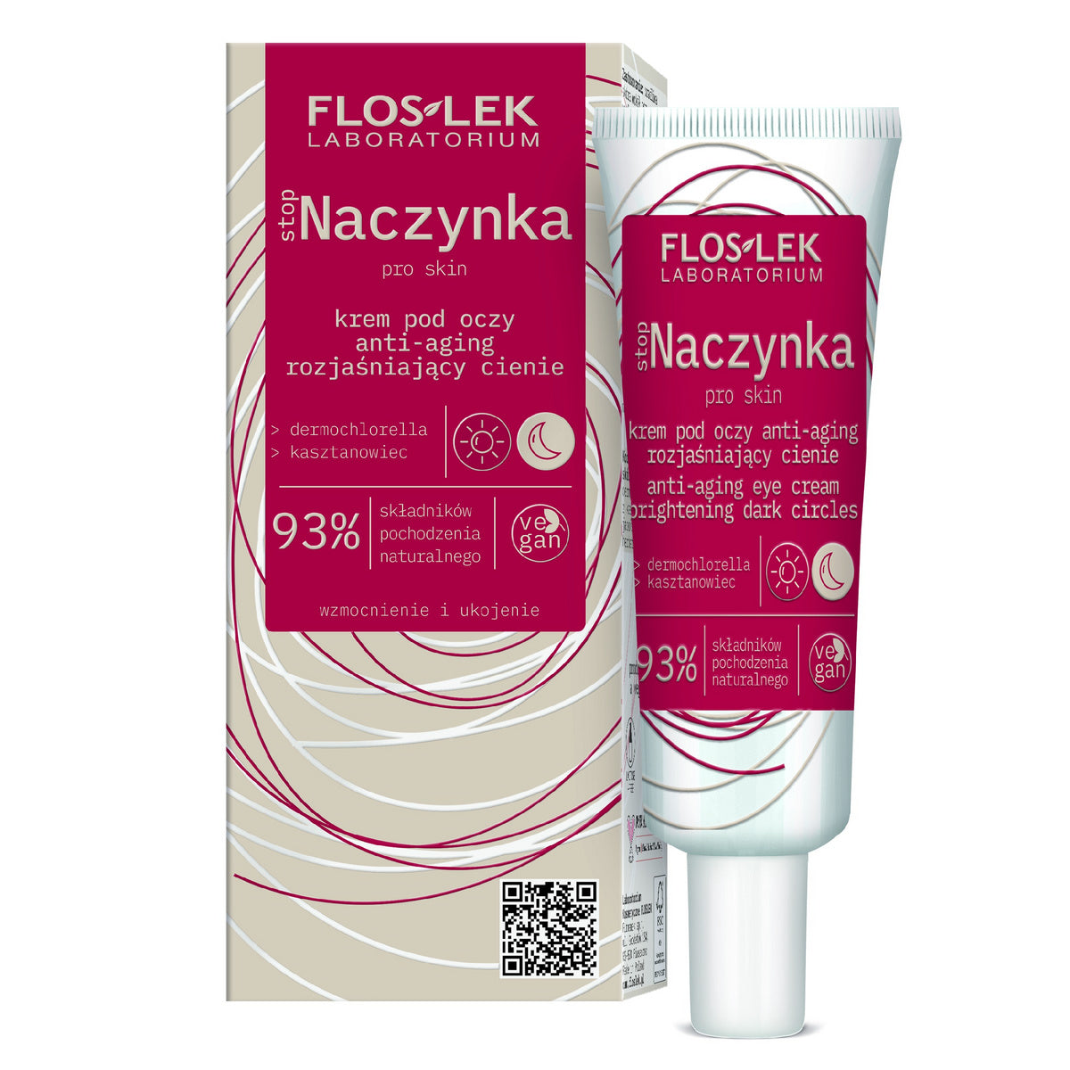 FLOSLEK Stop Naczynka Kremas paakiams anti-aging, šviesinantis tamsius ratilus dienai ir naktiai 30ml