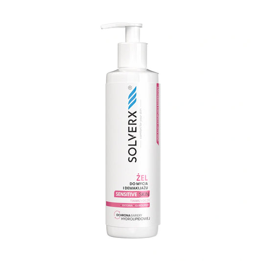 SOLVERX Sensitive Skin Veido ir akių valymo bei makiažo šalinimo gelis 200 ml