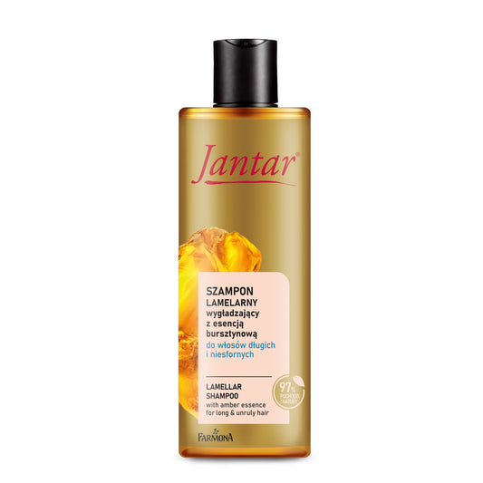 JANTAR Lamelinis šampūnas su gintaro esencija ilgų ir nepaklusnių plaukų priežiūrai 300 ml