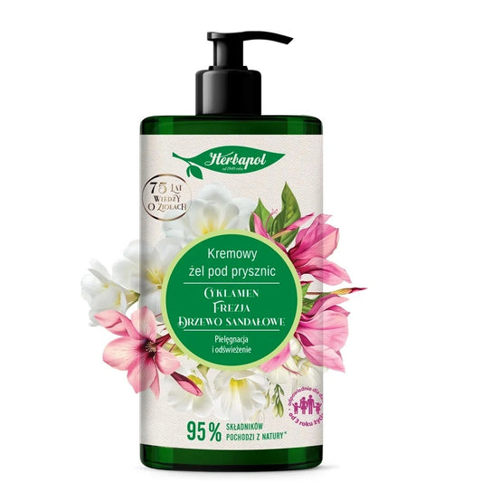 HERBAPOL Kreminis dušo gelis - Ciklamenas & Frezija & Sandalmedis 740 ml