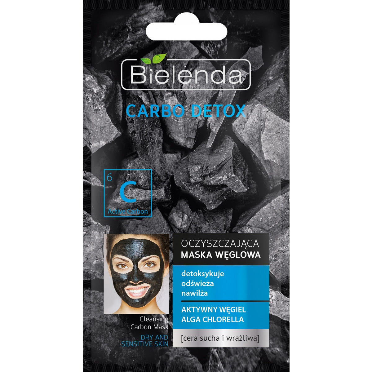 BIELENDA CARBO DETOX Juodasis Anglis Valomoji Maska sausai ir jautriai odai 8g