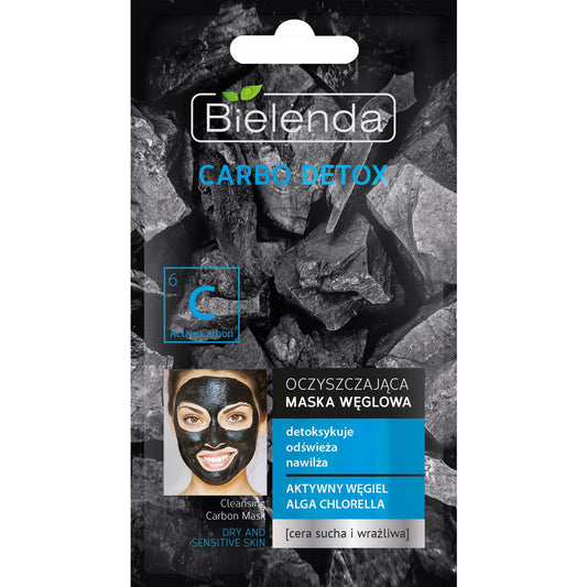 BIELENDA CARBO DETOX Juodasis Anglis Valomoji Maska sausai ir jautriai odai 8g