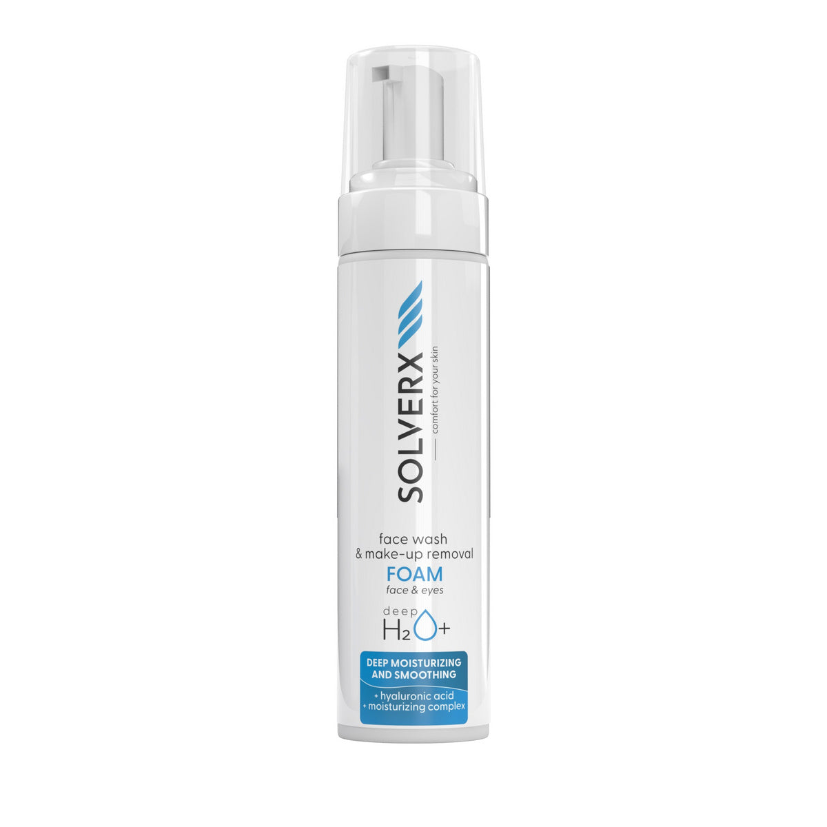 SOLVERX Deep H2O+ Veido prausiklis ir makiažo valiklis, giliai drėkinantis - sausai ir dehidratuotai odai 200 ml