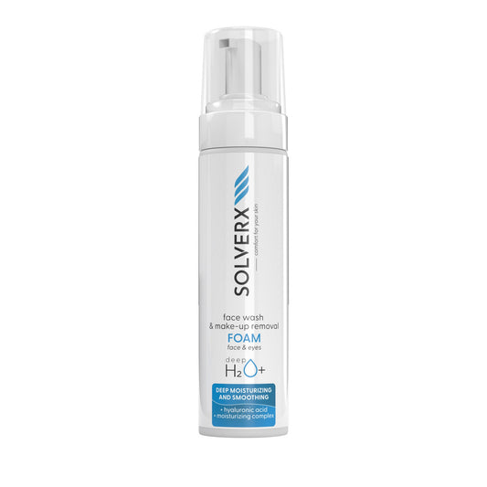 SOLVERX Deep H2O+ Veido prausiklis ir makiažo valiklis, giliai drėkinantis - sausai ir dehidratuotai odai 200 ml
