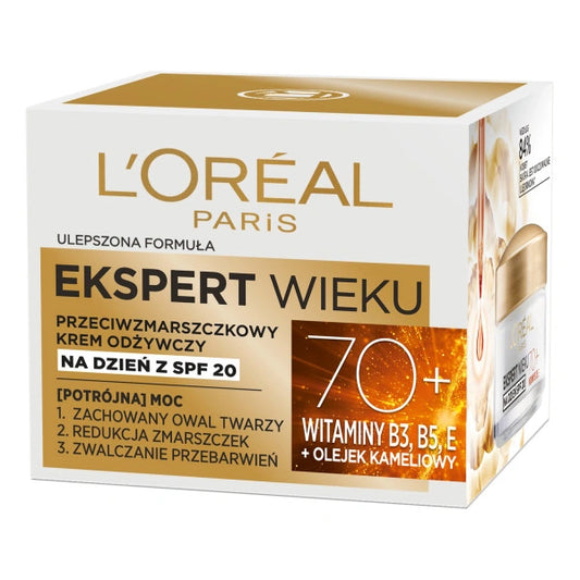 LOREAL Ekspert Wieku 70+ Priešraukšlėjančio maitinamojo kremo dienai SPF20 50 ml
