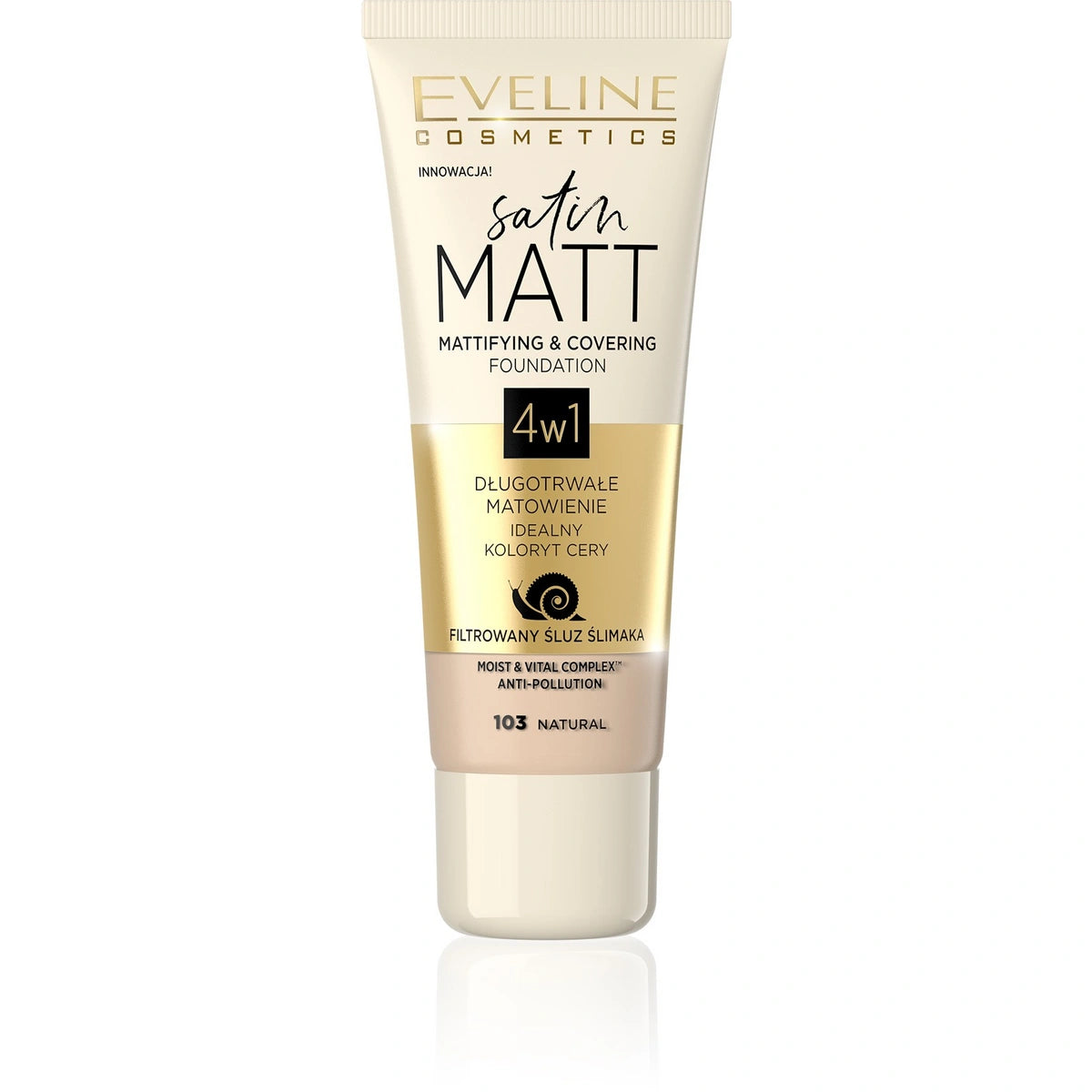 EVELINE Satin Matt Matinis makiažo pagrindas 4w1 nr 103 Natural 30 ml