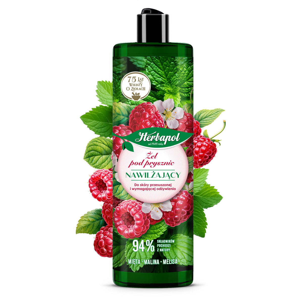 HERBAPOL Drėkinamasis dušo gelis Mėta, Avietė, Melisa 400 ml
