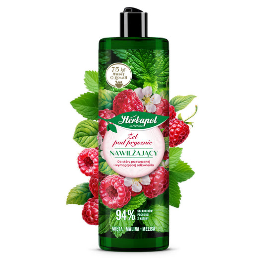 HERBAPOL Drėkinamasis dušo gelis Mėta, Avietė, Melisa 400 ml