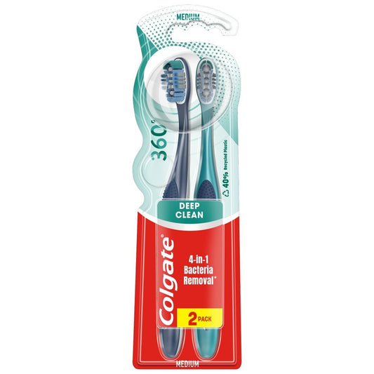COLGATE 360 Deep Clean dantų šepetėlis 1+1 nemokamai - medium 1op.-2vnt