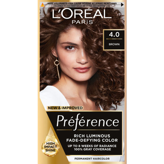 LOREAL Preference Plaukų dažai 4 - Rudas 1 vnt.