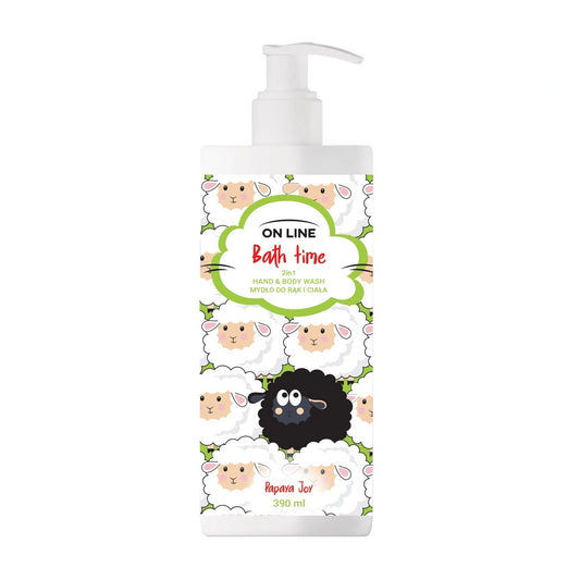 ON LINE Bath Time Rankų ir kūno muilas 2in1 Papaja Džiaugsmas 390 ml
