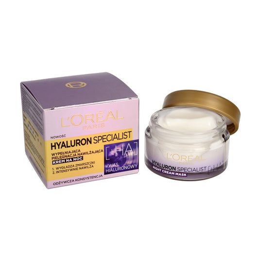 LOREAL Hyaluron Specialist Drėkinamasis kremas, lyginantis raukšles naktį 50 ml