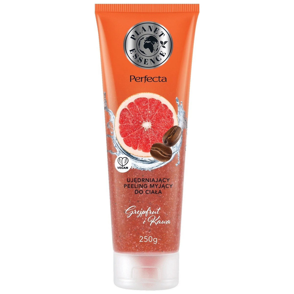 PERFECTA Planet Essence Stangrinantis kūno valomasis šveitiklis Greipfrutas ir Kava 250g