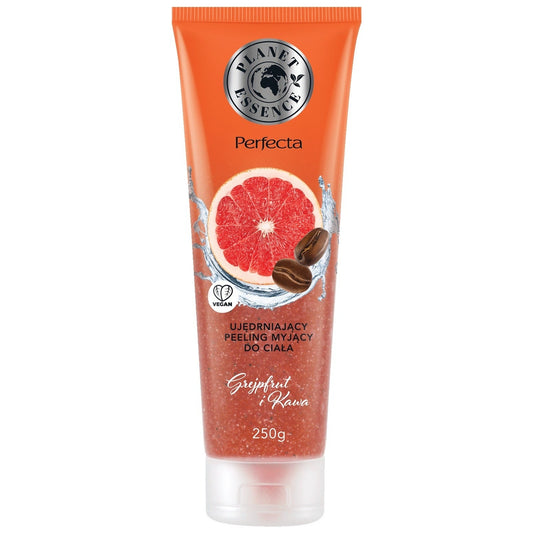 PERFECTA Planet Essence Stangrinantis kūno valomasis šveitiklis Greipfrutas ir Kava 250g