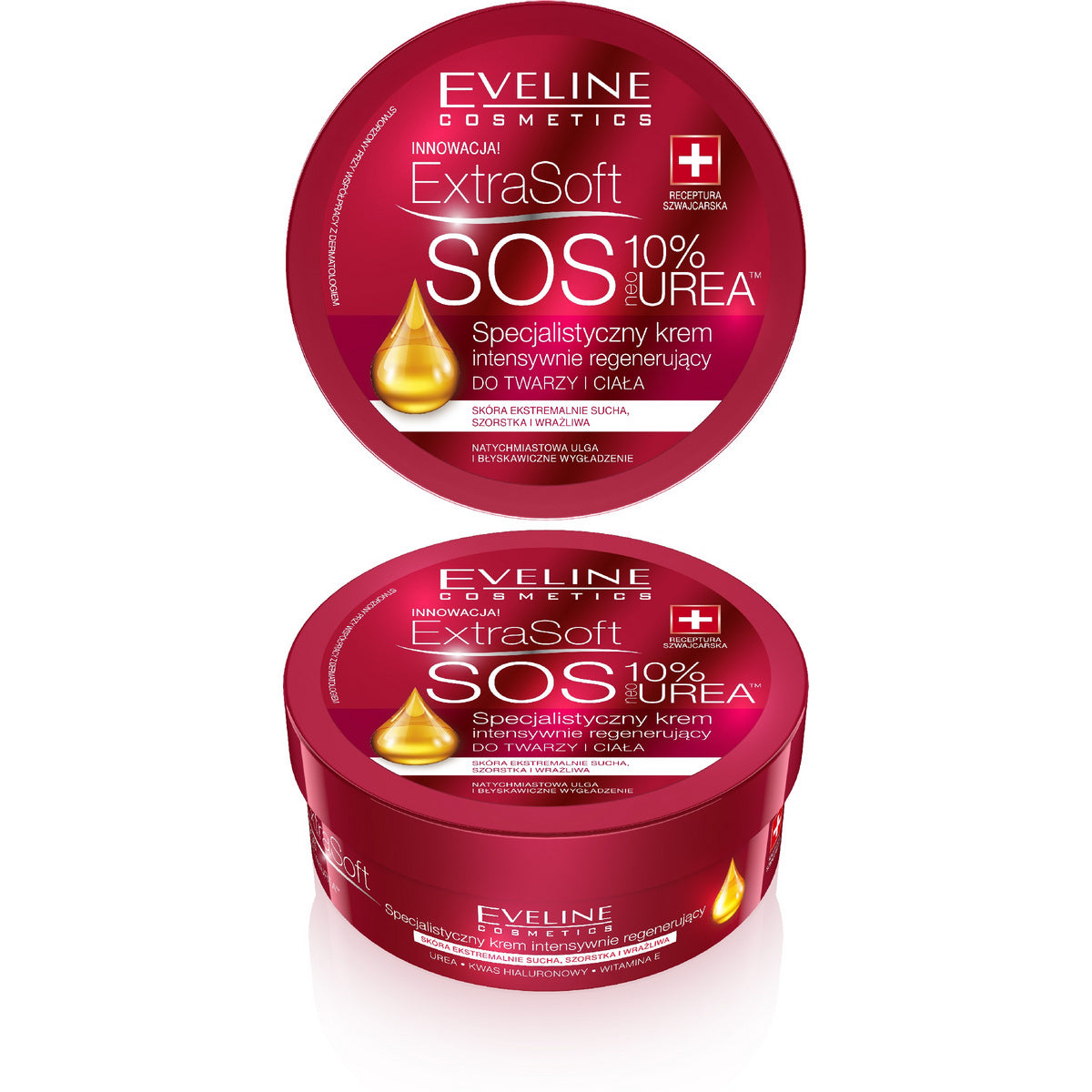 EVELINE Extra Soft Specializuotas intensyviai regeneruojantis kremas veidui ir kūnui - SOS 10% Urea 175 ml