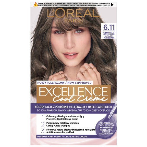 LOREAL Excellence Creme Plaukų dažai 6.11 Ultrapopielaty Tamsus Šviesus