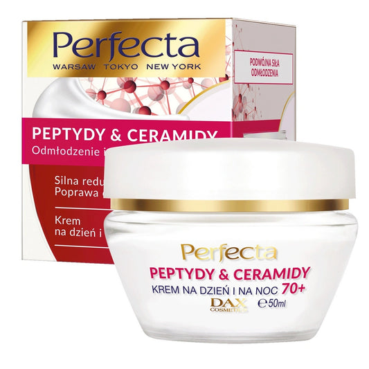 PERFECTA Peptidai & Ceramidai 70+ Dieninis ir naktinis kremas Stiprus raukšlių sumažinimas ir elastingumo atstatymas 50 ml