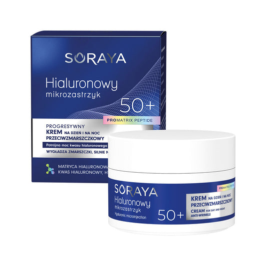 SORAYA Hialurono mikroinjekcija Progresyvus kremas prieš raukšles 50+ dienai ir nakčiai 50 ml