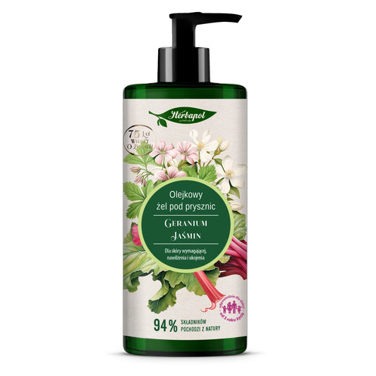HERBAPOL Aliejinis dušo gelis - Geranium Jazminas 740 ml