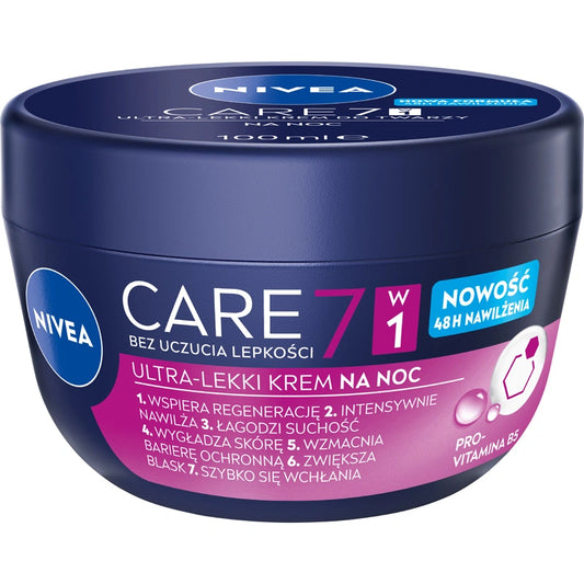NIVEA Care 7w1 Ultra Lengvas Naktinis Veido Kremas 100 ml