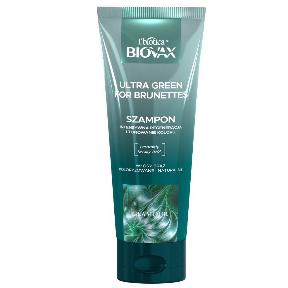 L'BIOTICA Biovax Glamour Šampūnas Ultra Green Brunetėms - rudoms plaukams (natūraliems ir dažytiems) 200ml