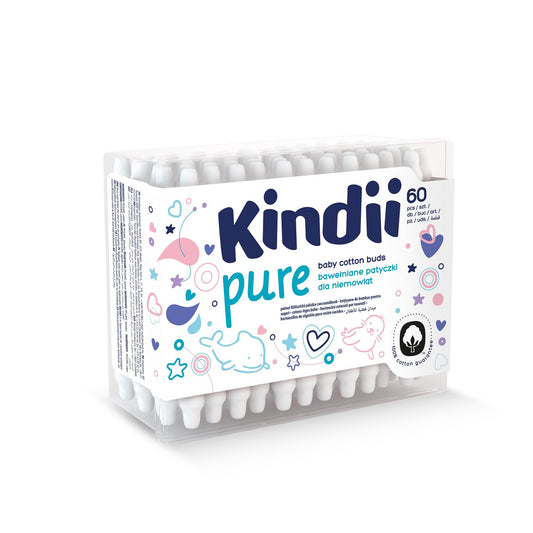 Kindii Pure Medvilniniai tamponai kūdikiams 1op.-60vnt