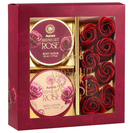 AURORA Dovanų rinkinys Midnight Rose Gėlių muilas Dėžutė - 3 produktai