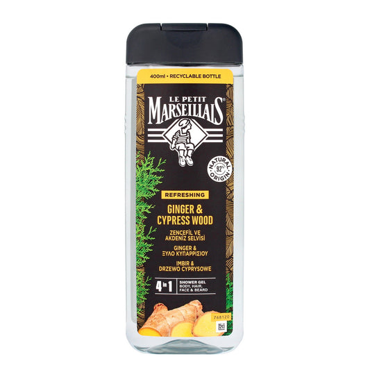 Le Petit Marseillais Dušo gelis 4w1 vyrams Imbieras & Cipresų medis 400ml
