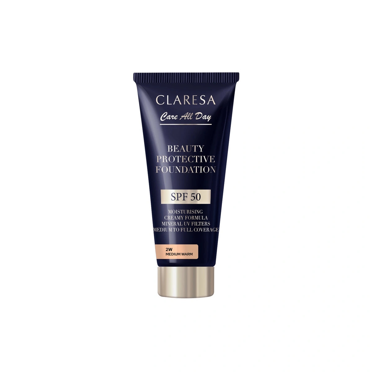 CLARESA Beauty Protective Foundation Drėkinamasis makiažo pagrindas su SPF 50 2W Medium Warm 30 ml