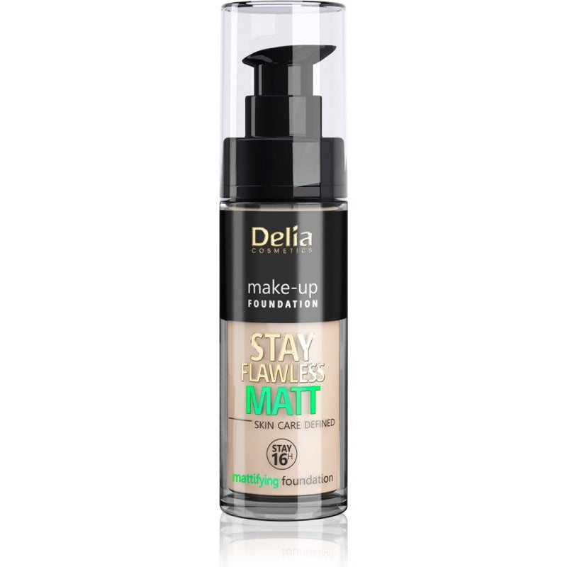 DELIA COSMETICS Stay Flawless Matt makiažo pagrindas 16H nr 402 Light Beige 30ml