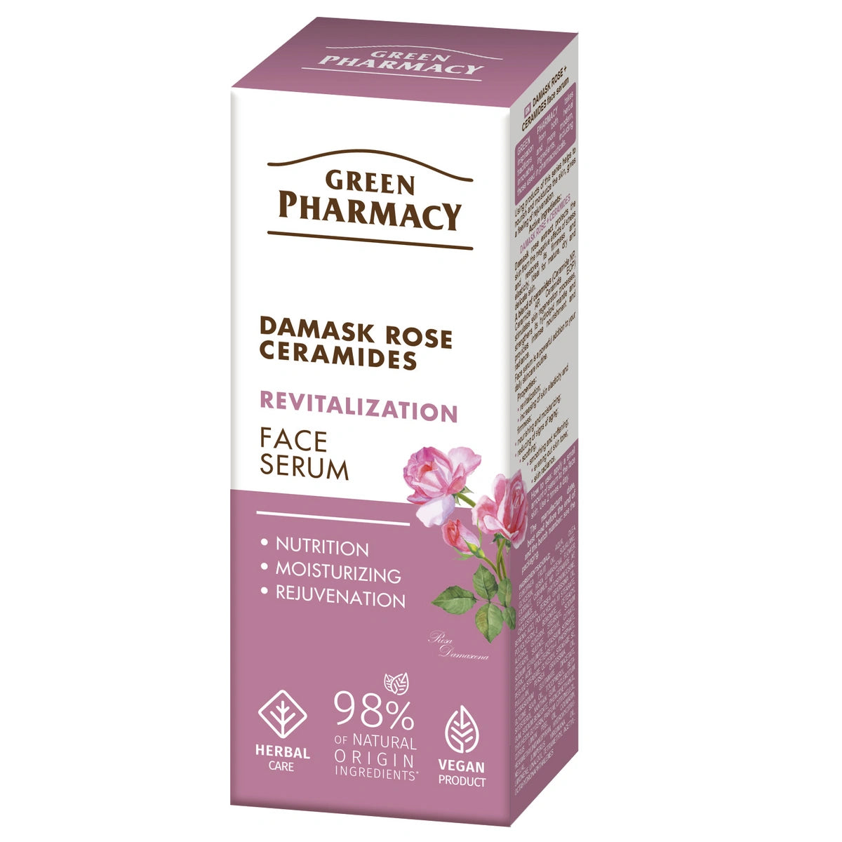 GREEN PHARMACY Damascinė rožė + Ceramidai Atkuriamasis serumas veidui 30 ml