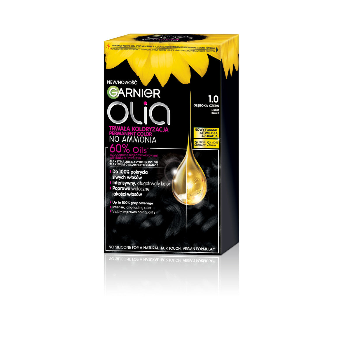 GARNIER Olia Plaukų dažai nr. 1.0 Nakties juoda - Gili juoda