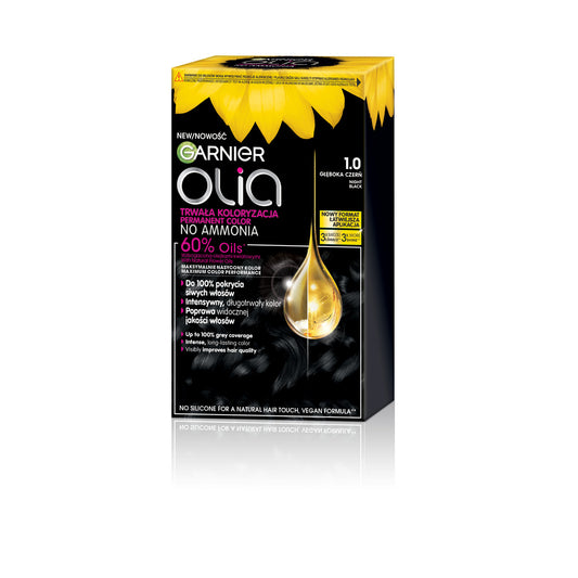 GARNIER Olia Plaukų dažai nr. 1.0 Nakties juoda - Gili juoda