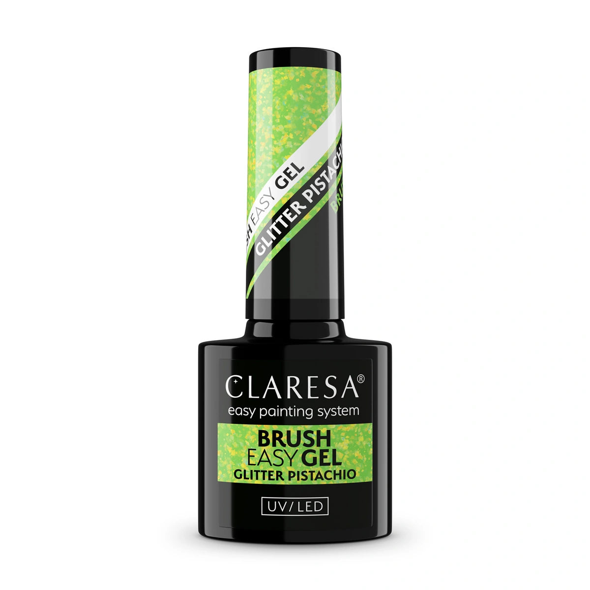 CLARESA Brush Easy Gel Nagų gelis - Blizgučių pistacija 5 g