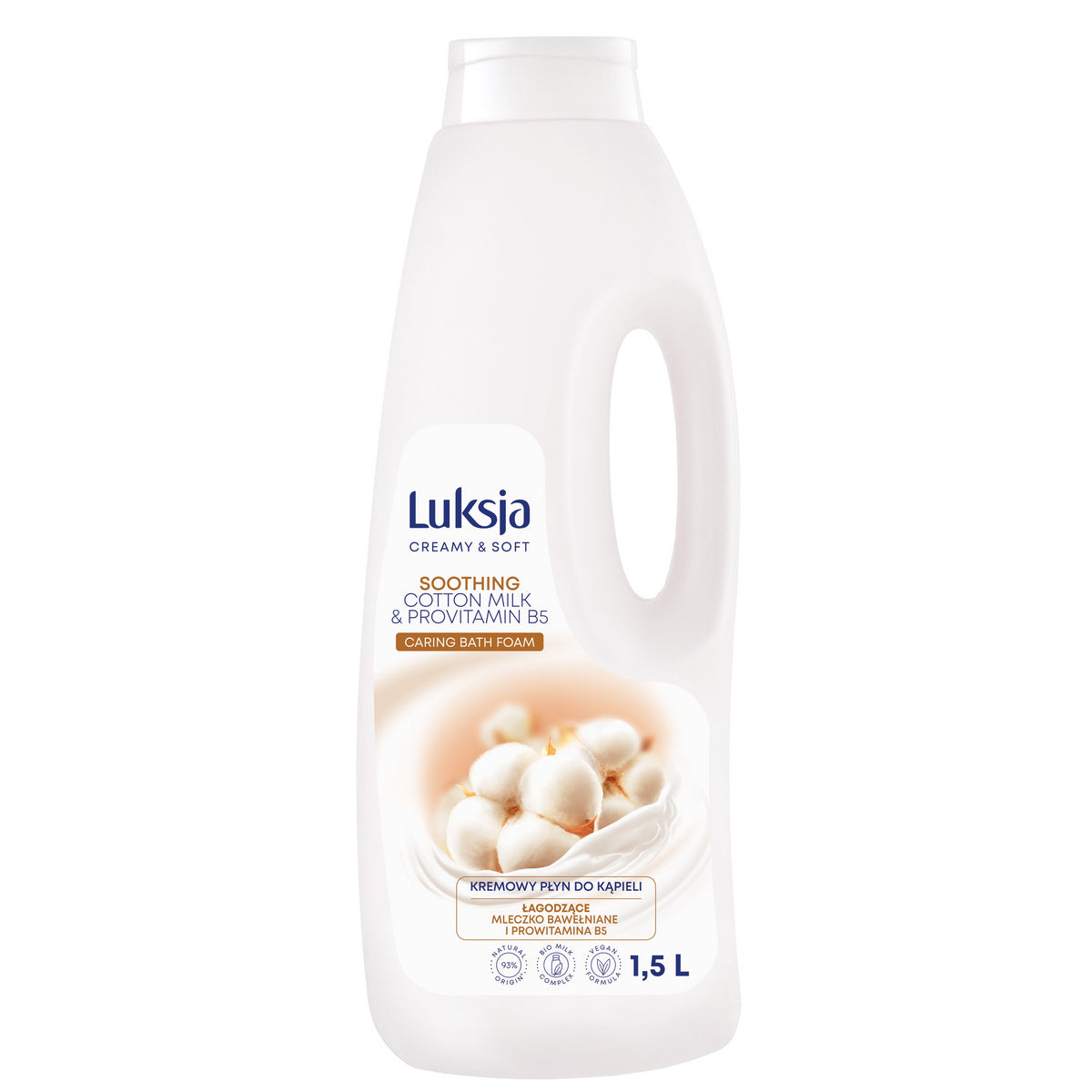 Luksja Creamy & Soft Kreminis vonios skystis Raminantis - Medvilnės pienas & Provitamin B5 1500 ml