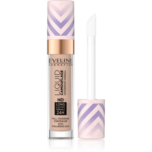 EVELINE Liquid Camouflage Vandeniui atsparus korektorius su hialurono rūgštimi nr 06 Medium Beige 7.5 ml
