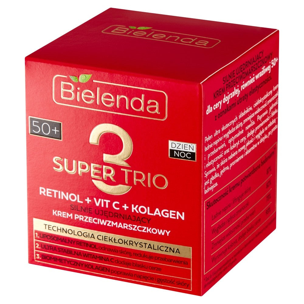 BIELENDA SUPER TRIO 50+ Stiprus odstatantis kremas nuo raukšlių 50ml