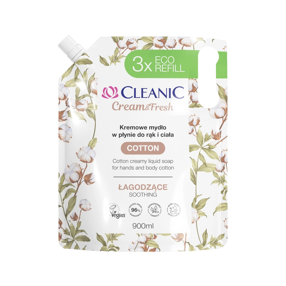 CLEANIC Kreminė muilas rankoms ir kūnui Cotton - raminantis 900 ml