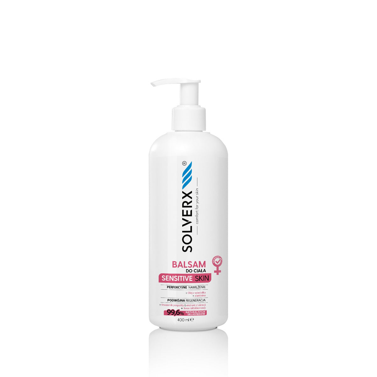 SOLVERX Sensitive Skin kūno balzamas jautriai odai 400ml - dozatorius