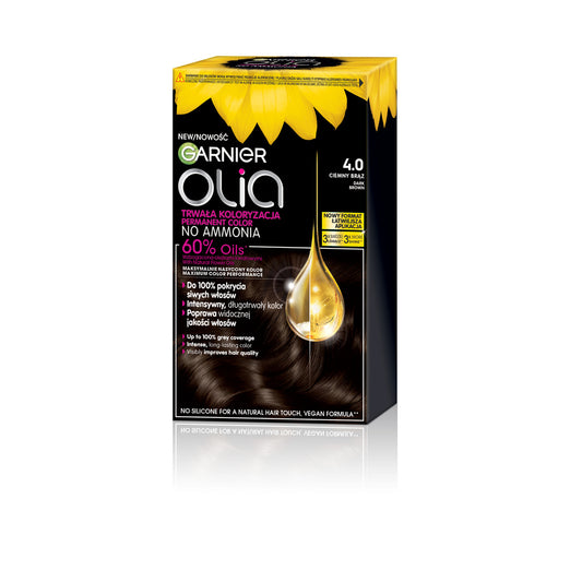 GARNIER Olia Plaukų dažai nr. 4.0 Tamsiai ruda