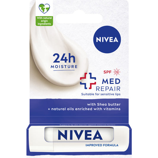 NIVEA Lūpų priežiūros Regeneruojanti lūpų balzamas Med Repair 4.8 g