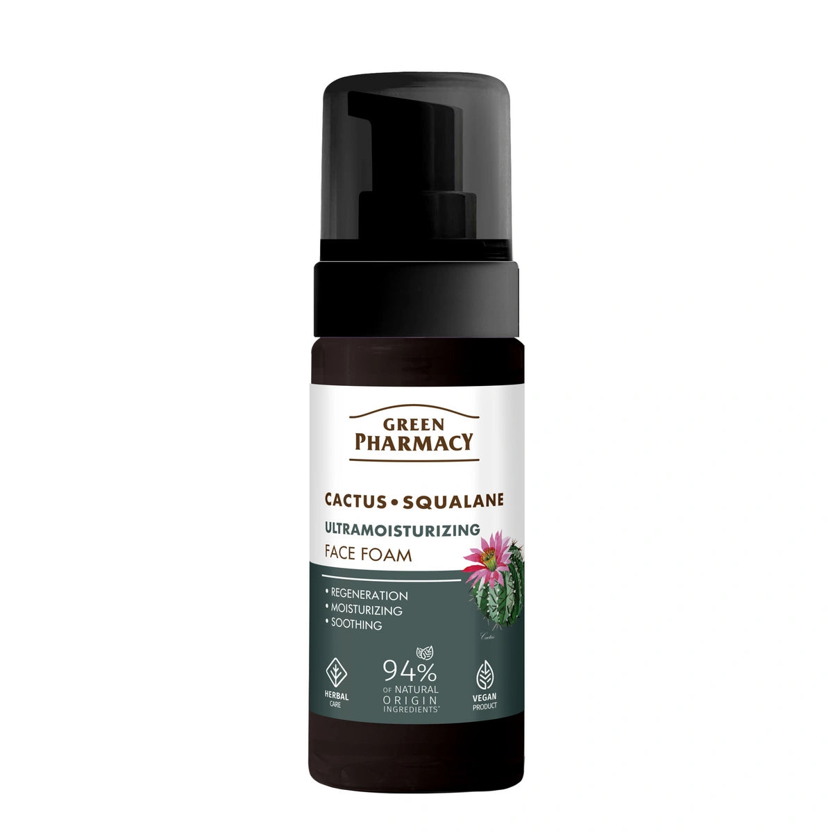 GREEN PHARMACY Kaktusas + Skvalanas Ultranatūralus veido valymo putos 150 ml