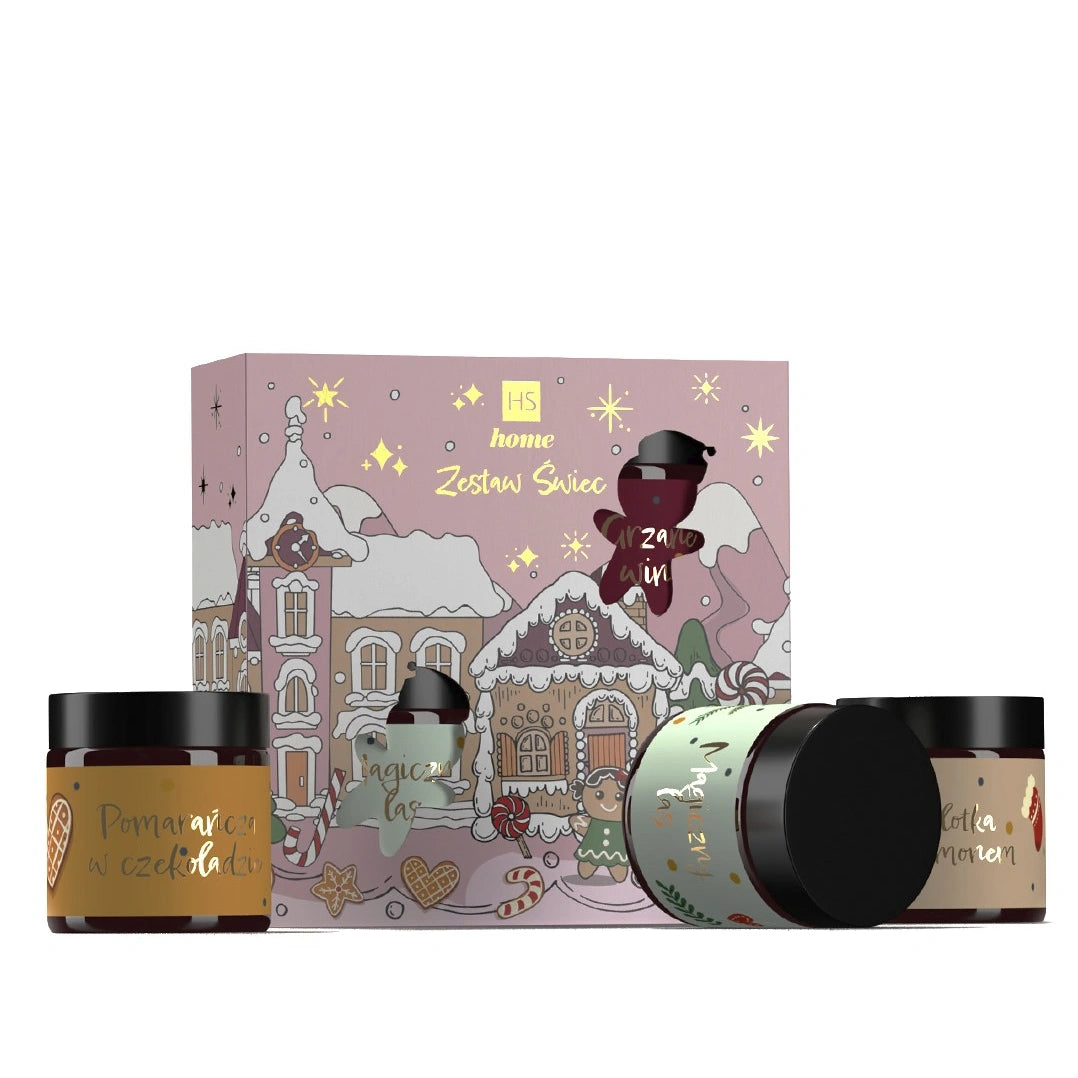 HISKIN Dovanų rinkinys Sojų žvakių rožinės 3 vnt.