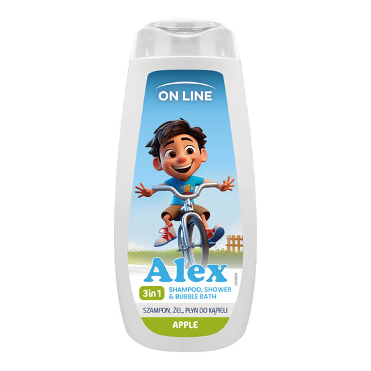 ON LINE KIDS Alex 3w1 Šampūnas, gelis, vonios skystis - Obuolių 400 ml