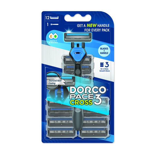 DORCO Skustuvas Pace3 Cross Men 3 ašmenys + 12 keičiamų kasetų