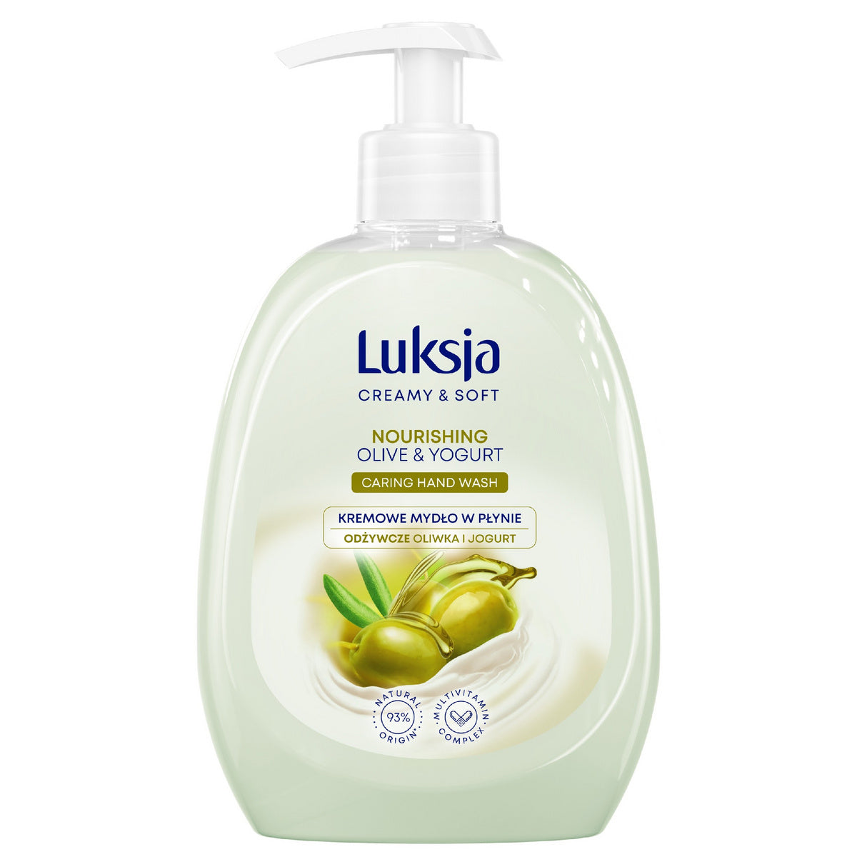 LUKSJA Kreminė ir švelni maitinanti kreminė skystas muilas su alyvuogėmis ir jogurtu 500 ml