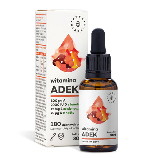 AURA HERBALS ADEK Vitamin A + D3 + E + K2 lašai 30 ml